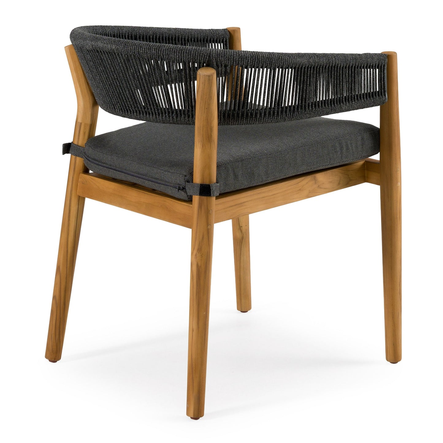 Kamari Outdoor Dining Set – Teak Wood Table with Grey Olefin Fabric Chairs