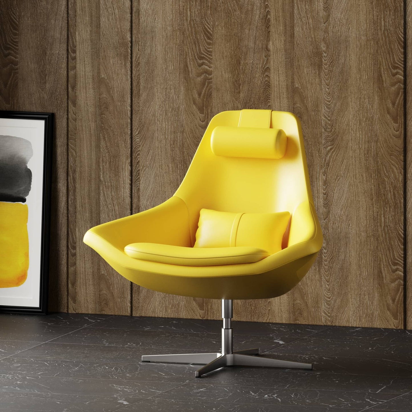 Modern Kenora - Modern Yellow Eco-Leather Accent Chair
