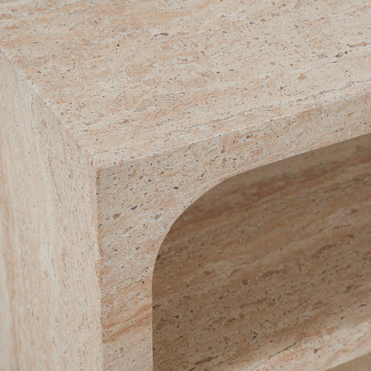 Kenya Modern Faux Travertine Concrete Nightstand
