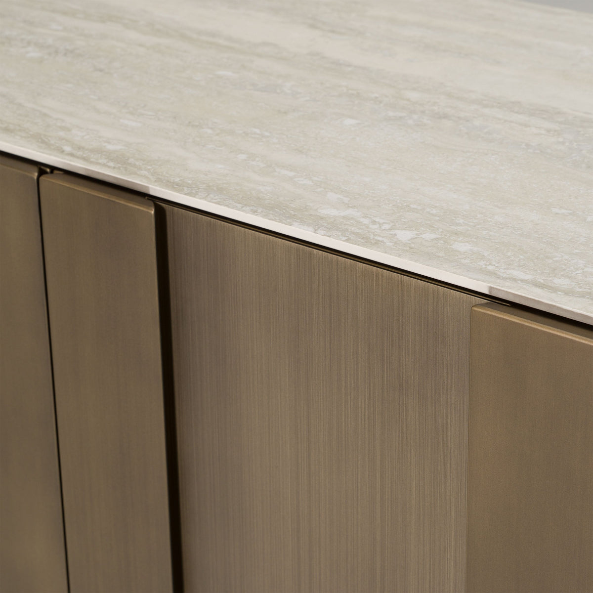 Kiefer Buffet β Faux Travertine Ceramic Top with Bronze Base