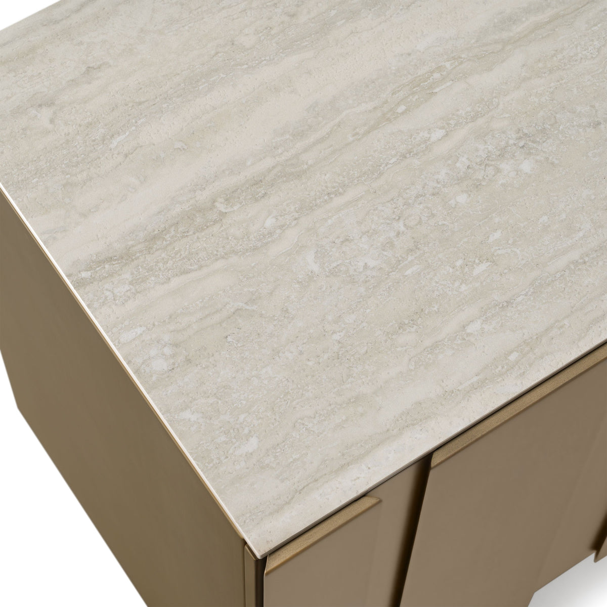 Kiefer Buffet β Faux Travertine Ceramic Top with Bronze Base