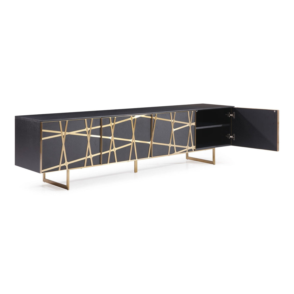 Kilson Black Oak and Champagne Gold 4-Door Media Console