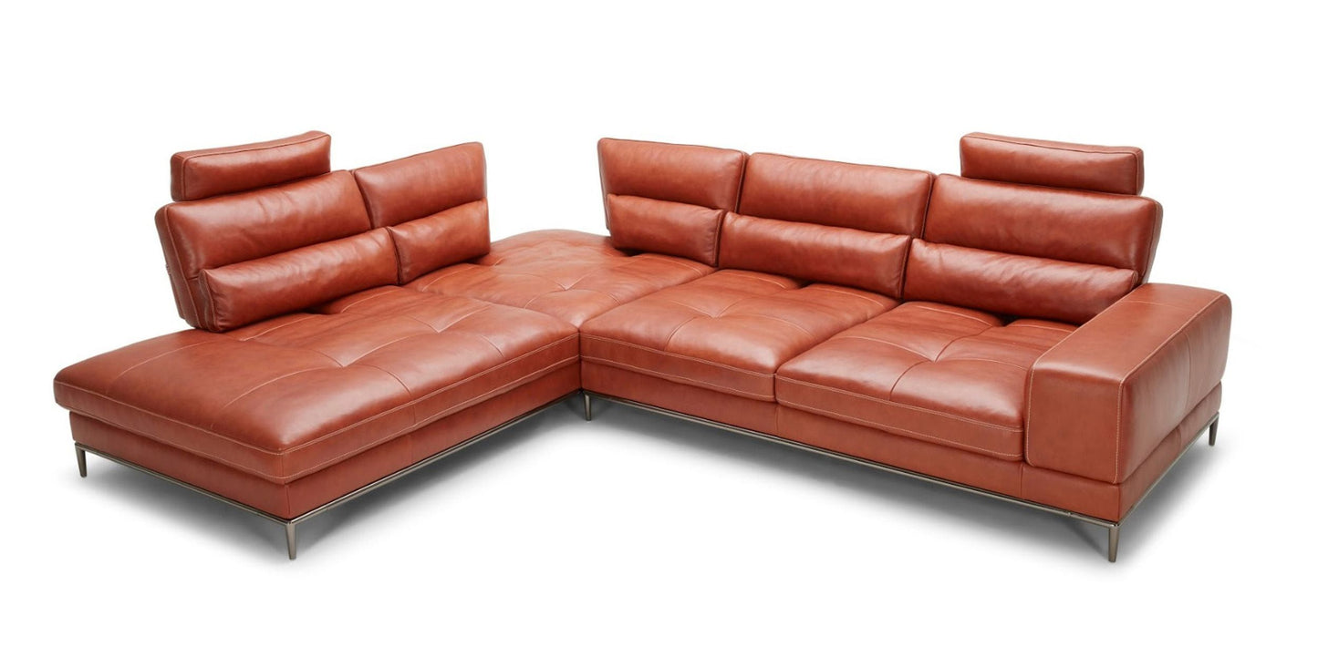 Divani Casa Kudos - Chic Modern Cognac Sectional | Elegant LAF Chaise Design for Sophisticated Spaces