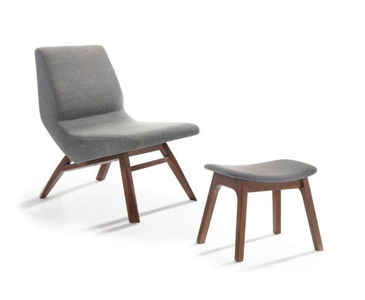 Modrest Whitney Modern Grey & Walnut Accent Chair & Ottoman β Stylish Comfort for Any Space