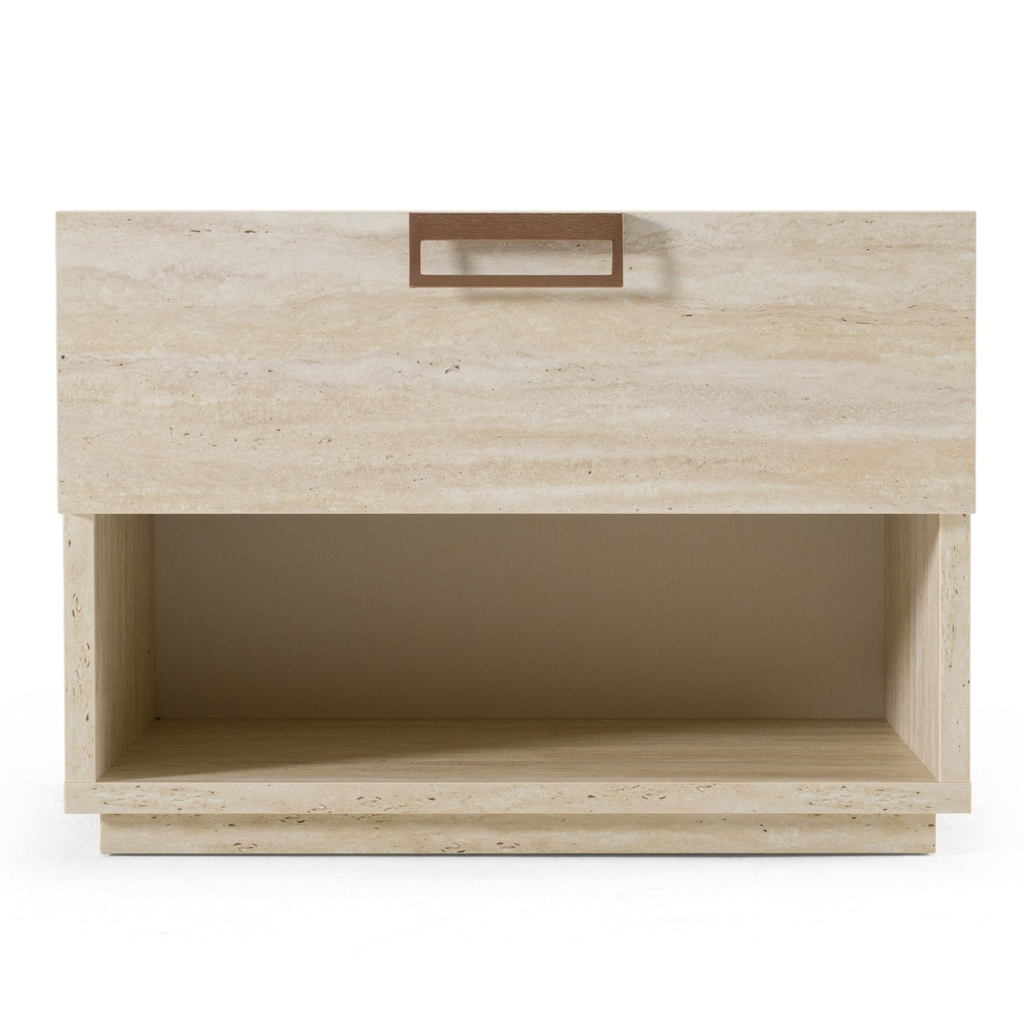 Lamod Italia Lago Modern Faux Travertine Nightstand – Contemporary Bedroom Side Table