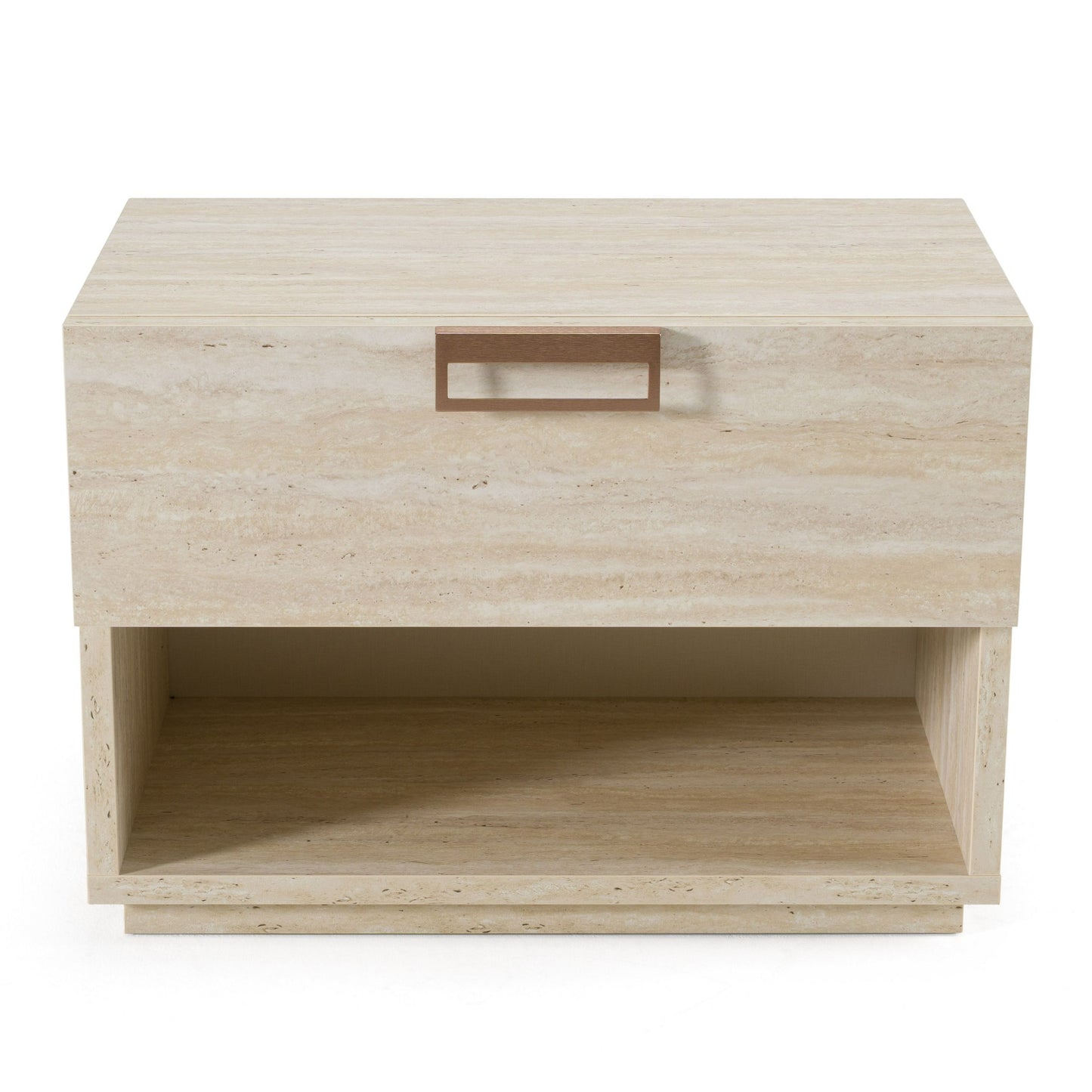 Lamod Italia Lago Modern Faux Travertine Nightstand – Contemporary Bedroom Side Table