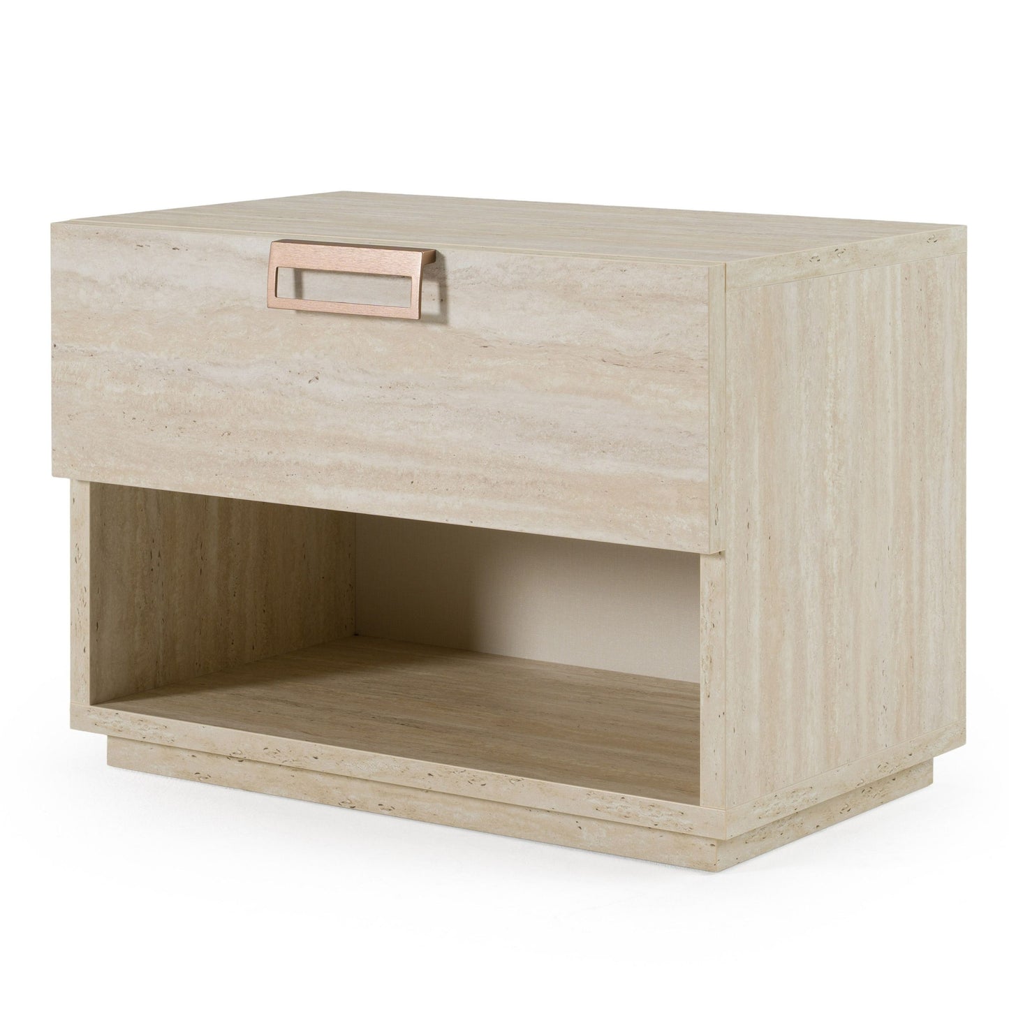 Lamod Italia Lago Modern Faux Travertine Nightstand – Contemporary Bedroom Side Table