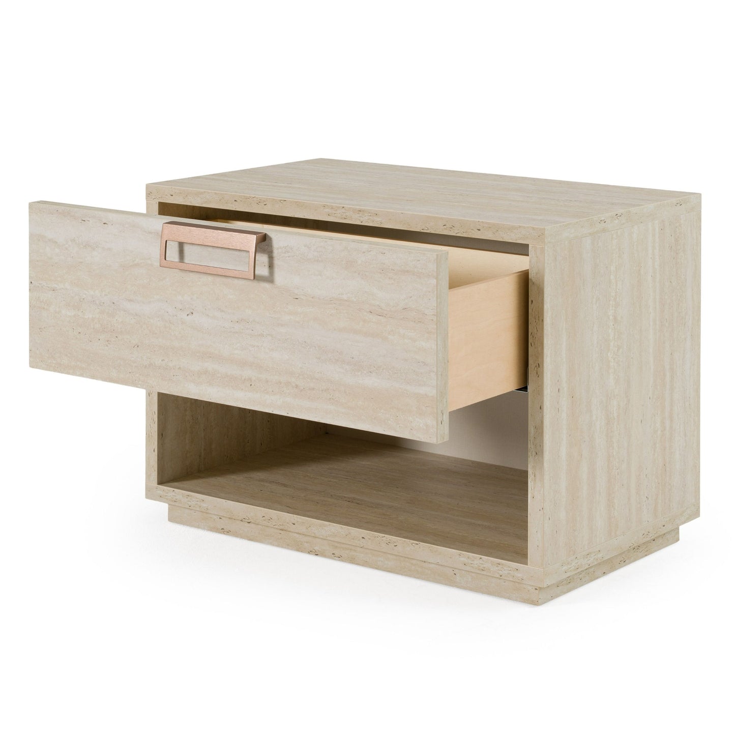 Lamod Italia Lago Modern Faux Travertine Nightstand – Contemporary Bedroom Side Table
