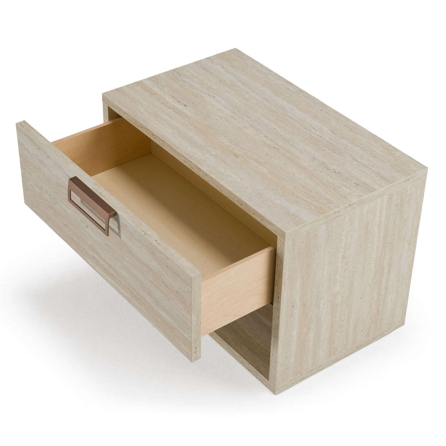 Lamod Italia Lago Modern Faux Travertine Nightstand – Contemporary Bedroom Side Table