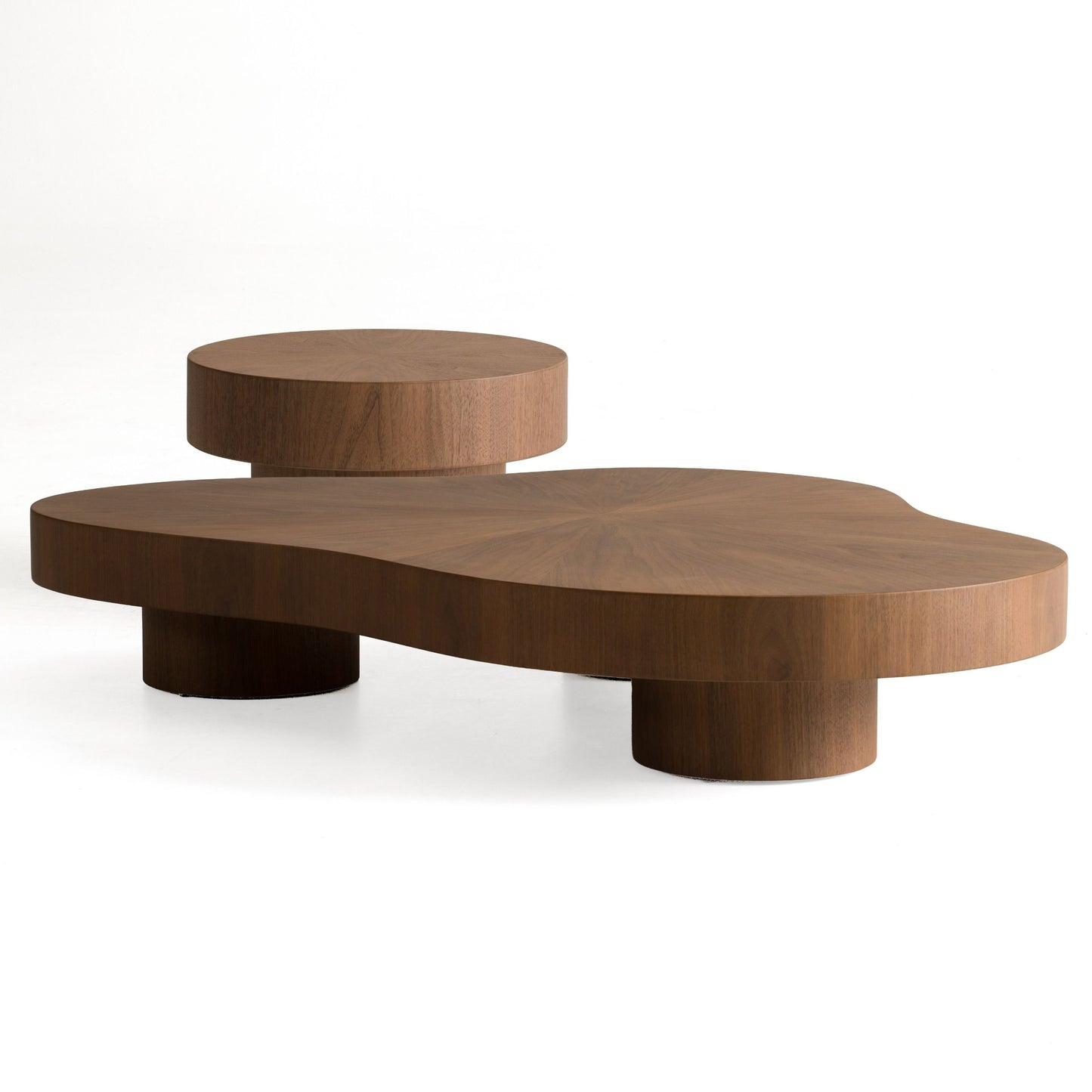 Modrest Larch Modern Walnut Nesting Table Set – Stylish Space-Saving Coffee Tables
