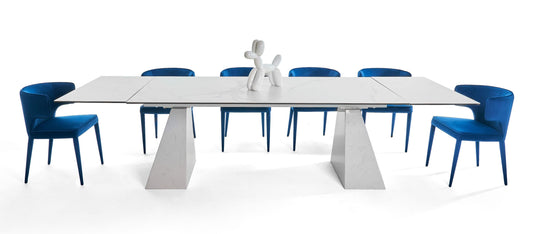 Modrest Latrobe - Modern White Ceramic Quartz 118" Extendable - Stylish Design Furniture