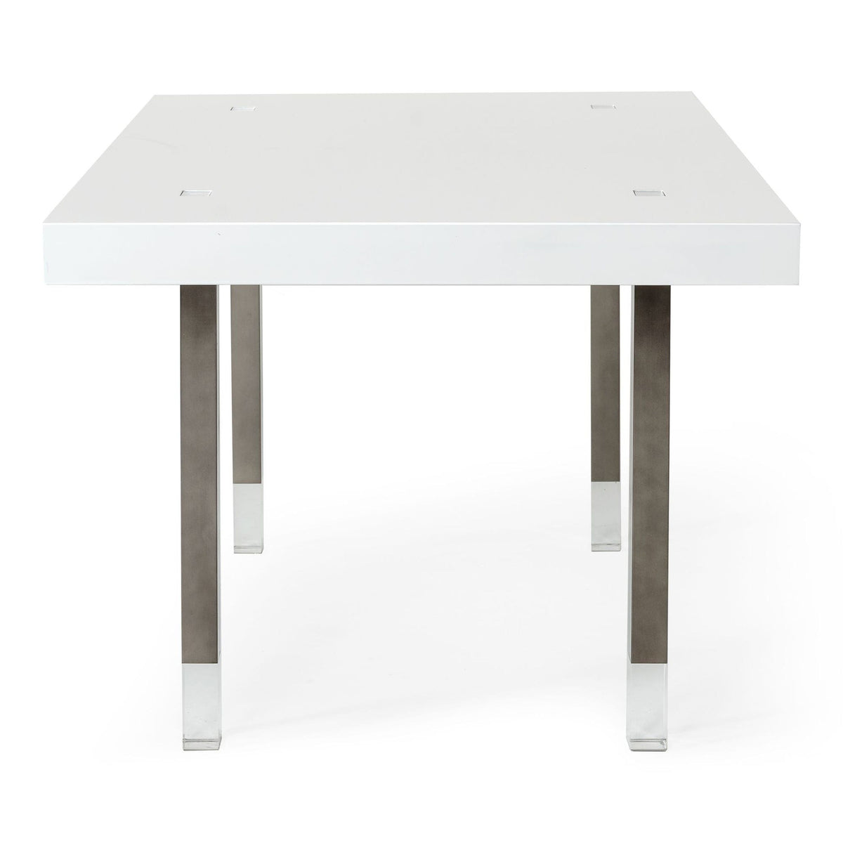 Lenny White High Gloss and Stainless Steel Gun Metal Dining Table