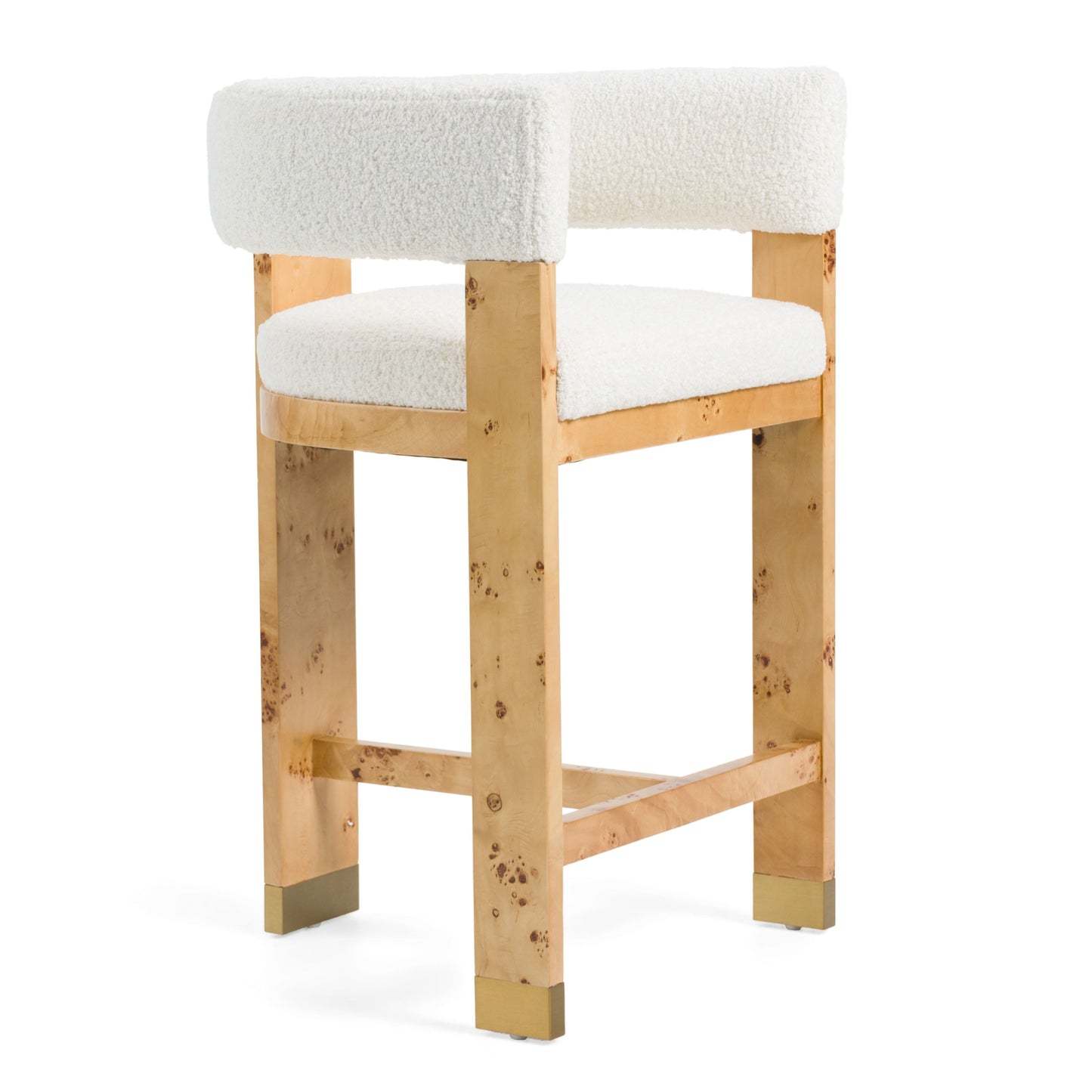 Modrest Letha Modern Cream Fabric Burl Counter Chair A Sophisticated Blend of Organic Textures and Contemporary Elegance for Stylish Dining Spaces