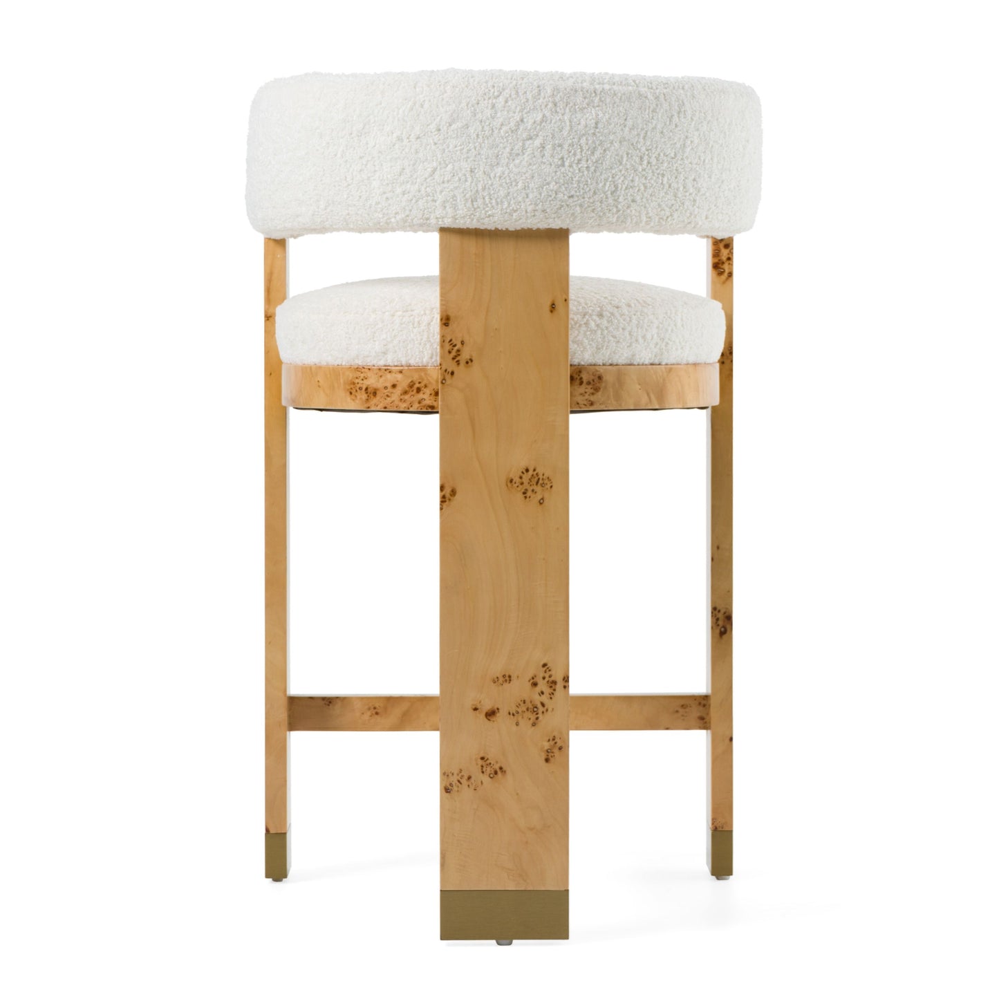Modrest Letha Modern Cream Fabric Burl Counter Chair A Sophisticated Blend of Organic Textures and Contemporary Elegance for Stylish Dining Spaces