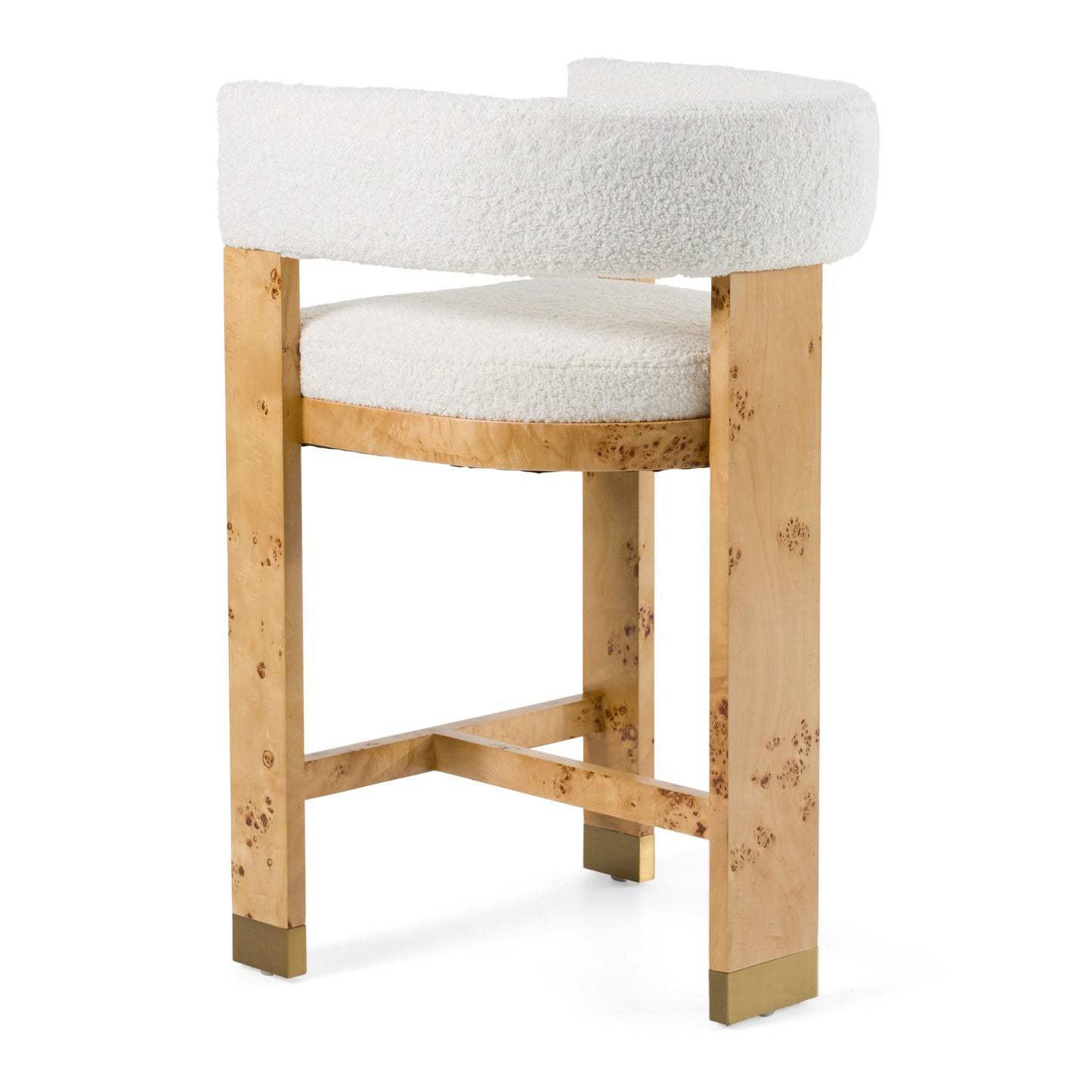 Modrest Letha Modern Cream Fabric Burl Counter Chair A Sophisticated Blend of Organic Textures and Contemporary Elegance for Stylish Dining Spaces