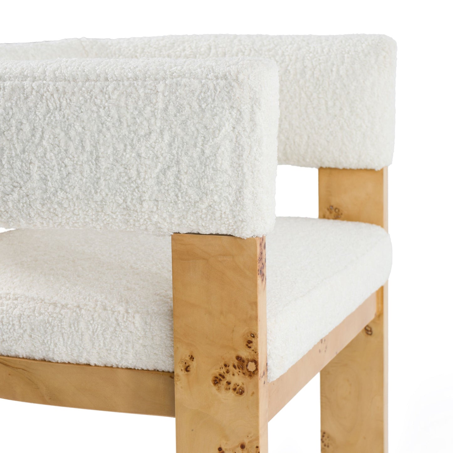 Modrest Letha Modern Cream Fabric Burl Counter Chair A Sophisticated Blend of Organic Textures and Contemporary Elegance for Stylish Dining Spaces