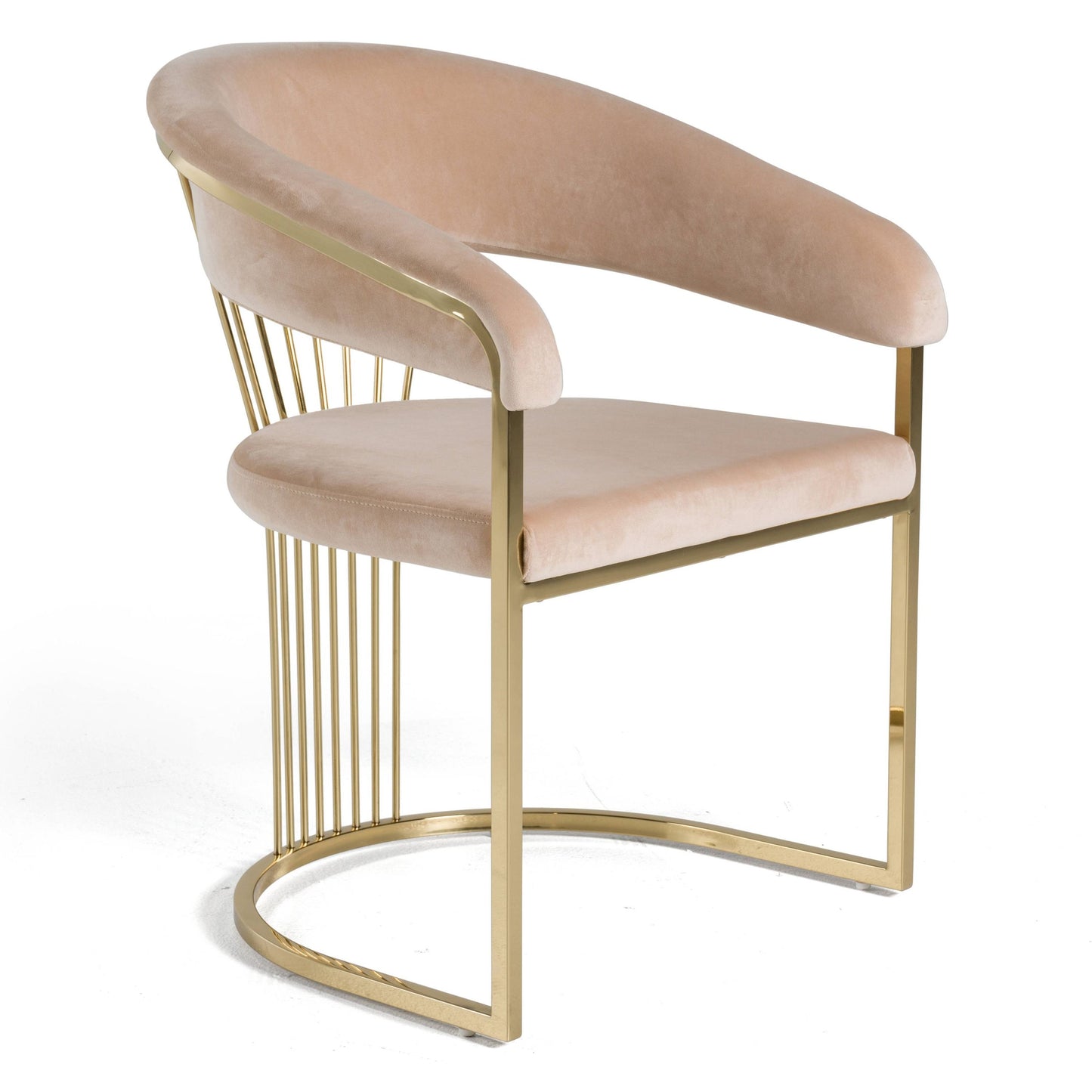 Modrest Linda - Chic Beige Velvet Dining Chair with Gold Accents | Elegant Dining Space