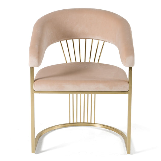 Modrest Linda - Chic Beige Velvet Dining Chair with Gold Accents | Elegant Dining Space