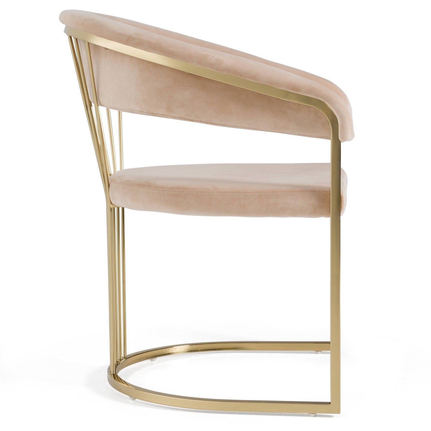 Modrest Linda - Chic Beige Velvet Dining Chair with Gold Accents | Elegant Dining Space
