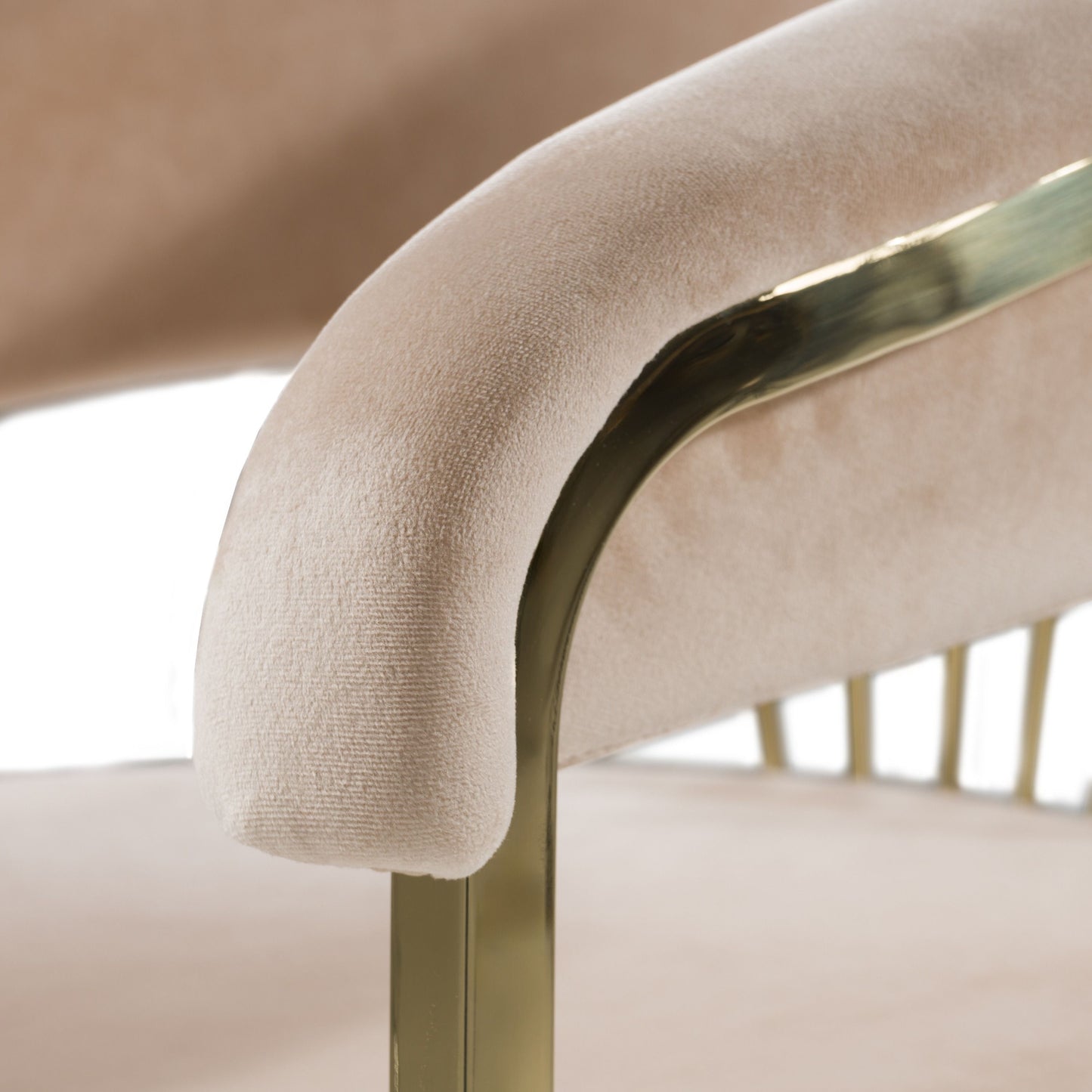 Modrest Linda - Chic Beige Velvet Dining Chair with Gold Accents | Elegant Dining Space