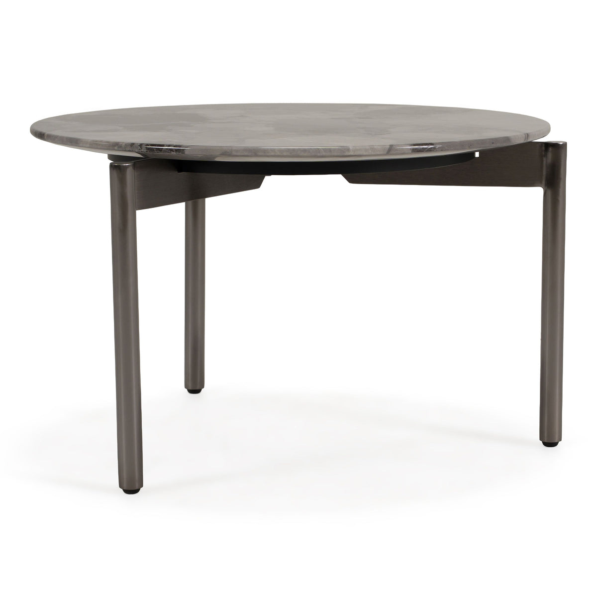 Lothal Modern Grey Faux Marble Round End Table