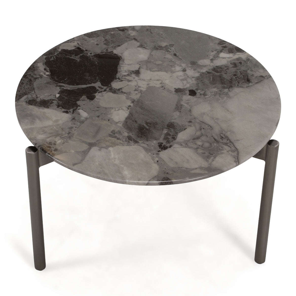 Lothal Modern Grey Faux Marble Round End Table