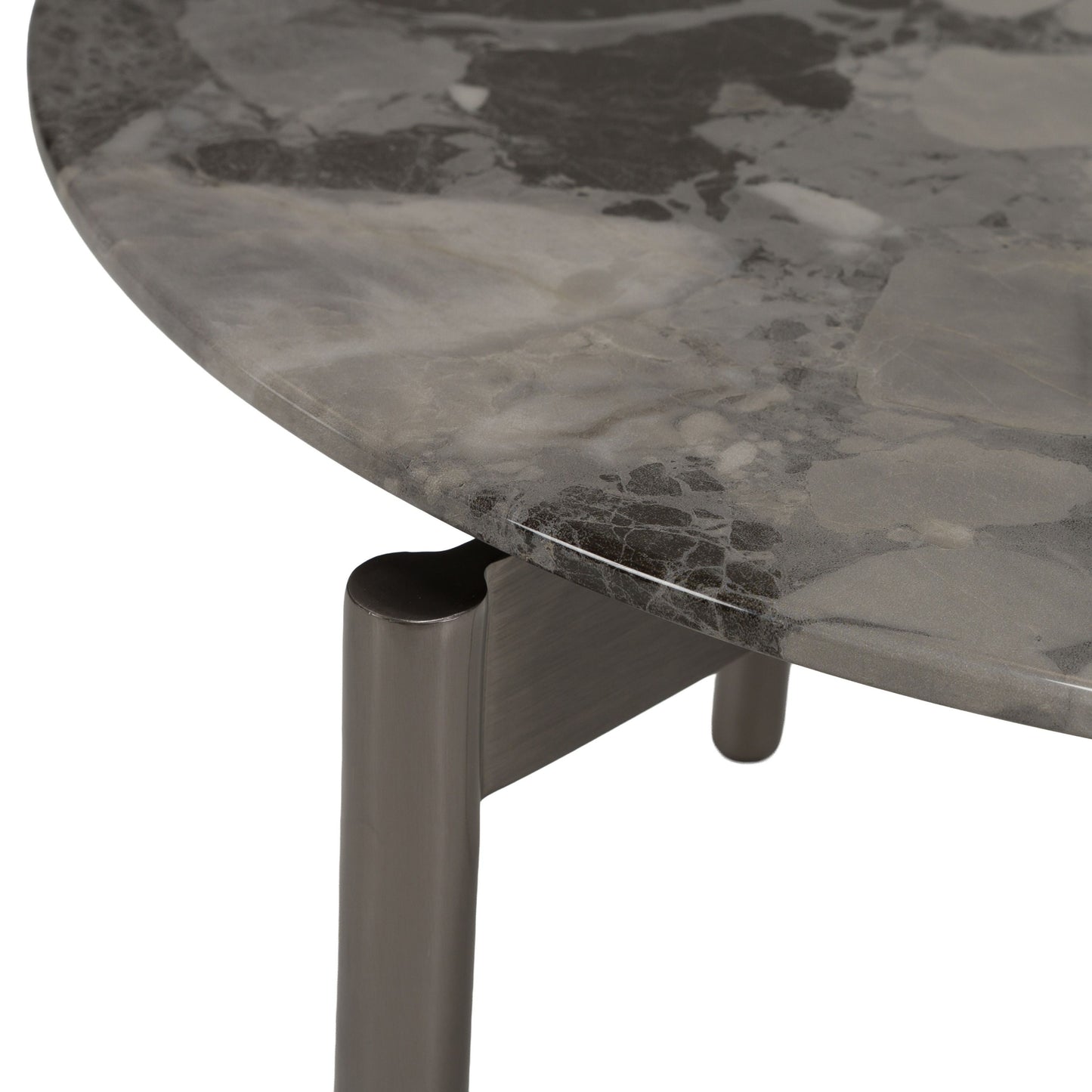 Lothal Modern Grey Faux Marble Round End Table