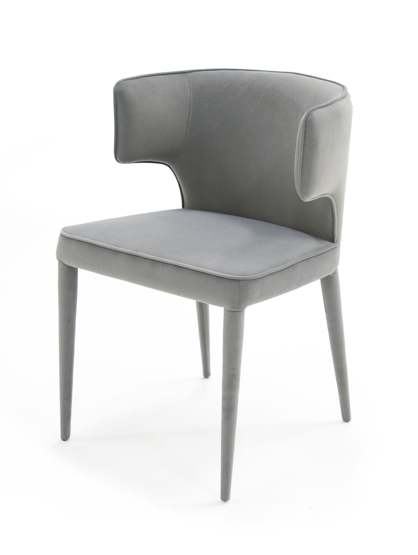 Modrest Lucero - Modern Grey Velvet Arm Dining Chair