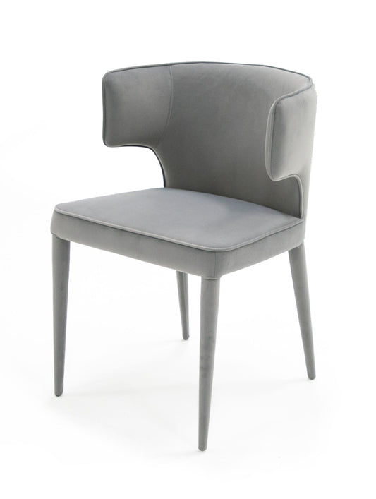 Modrest Lucero Modern Grey Velvet Arm Dining Chair - Contemporary Upholstered Seating