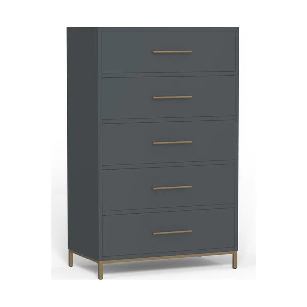 Madelyn Slate Gray Five Drawer Chest - Elegant Storage with Modern Design