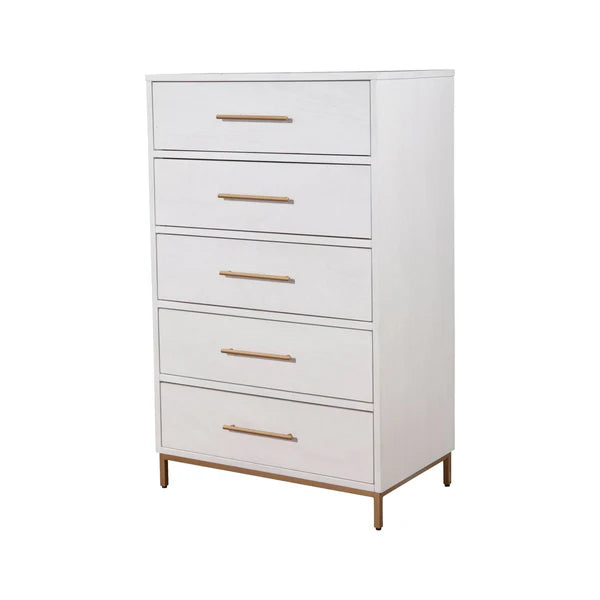 Madelyn White Five Drawer Chest - Sleek Design with Ample Storage