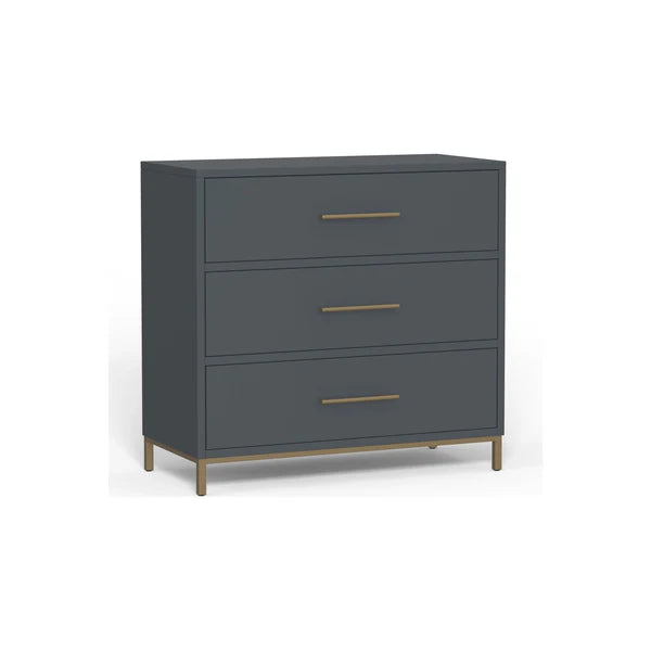 Madelyn Slate Gray Three Drawer Small Chest - Compact Storage with Modern Elegance