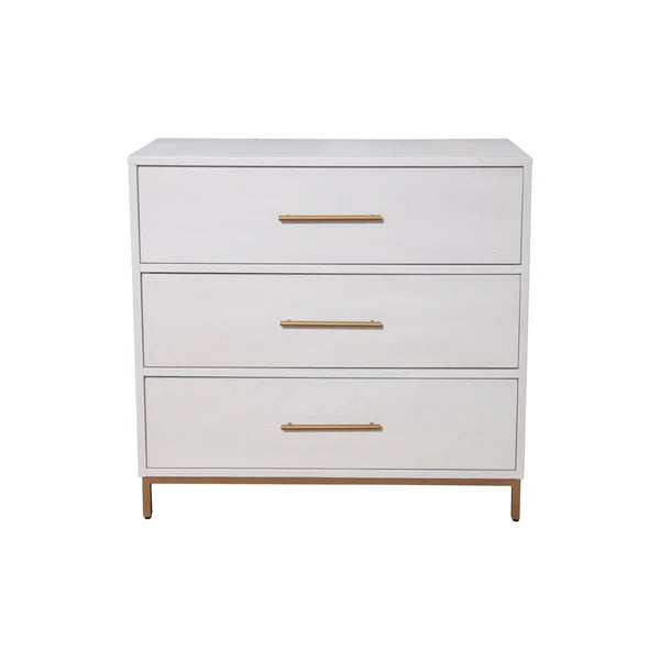 Madelyn White Three Drawer Small Chest - Compact Storage with Elegant Design