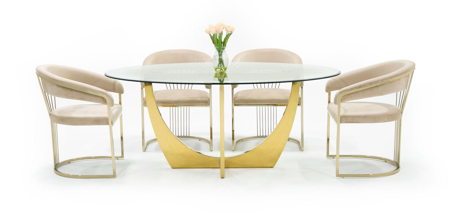 Modrest Chambers - Glass & Gold Dining Table