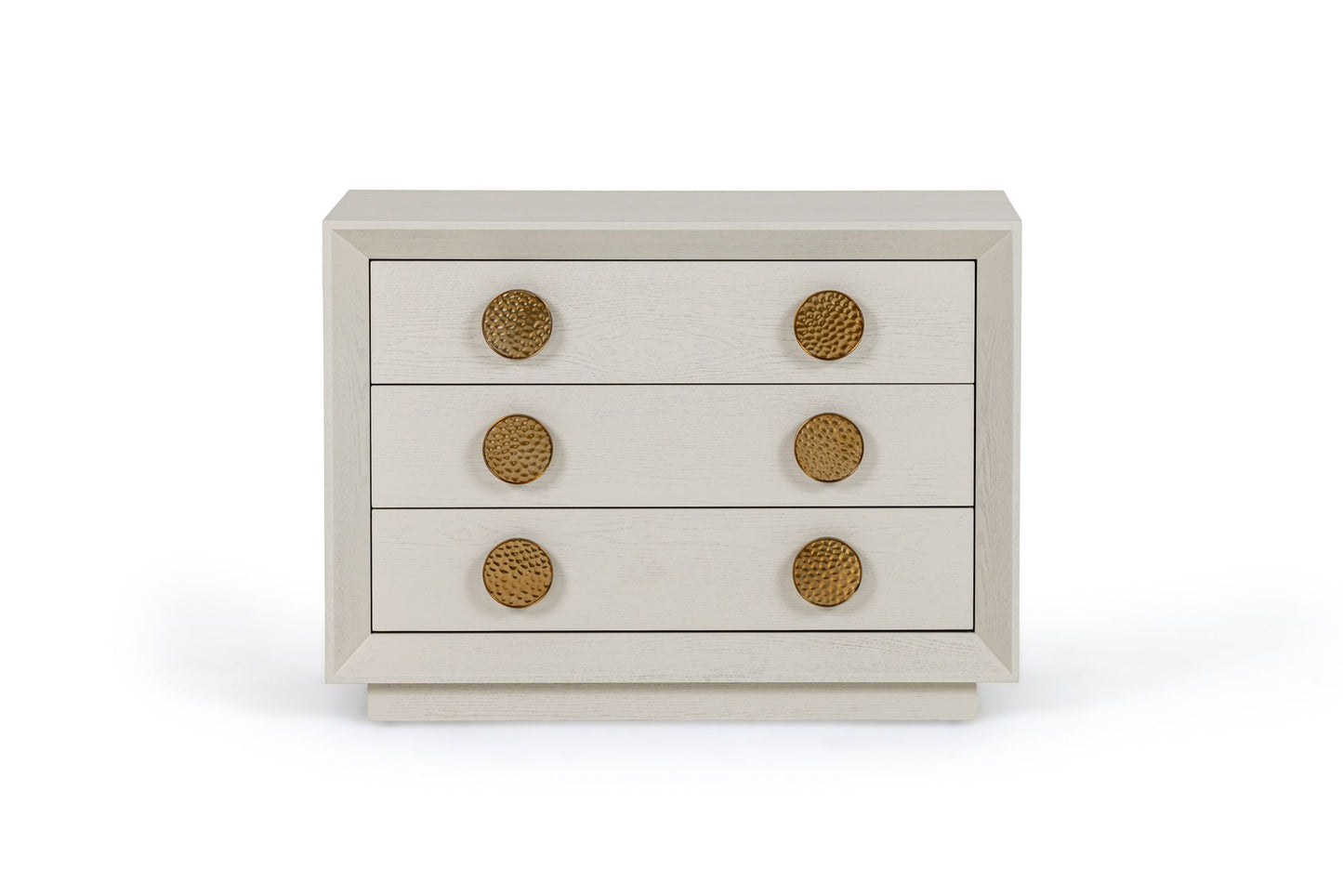 Modrest Marjorie Modern Cream and Brushed Gold Nightstand for Elegant and Contemporary Bedroom Storage