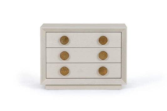 Modrest Marjorie Modern Cream and Brushed Gold Nightstand for Elegant and Contemporary Bedroom Storage