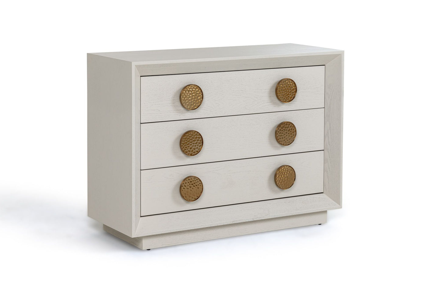 Modrest Marjorie Modern Cream and Brushed Gold Nightstand for Elegant and Contemporary Bedroom Storage