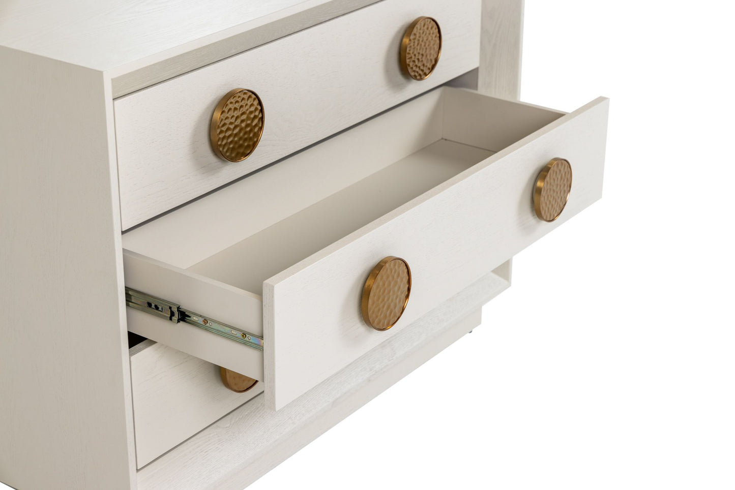 Modrest Marjorie Modern Cream and Brushed Gold Nightstand for Elegant and Contemporary Bedroom Storage