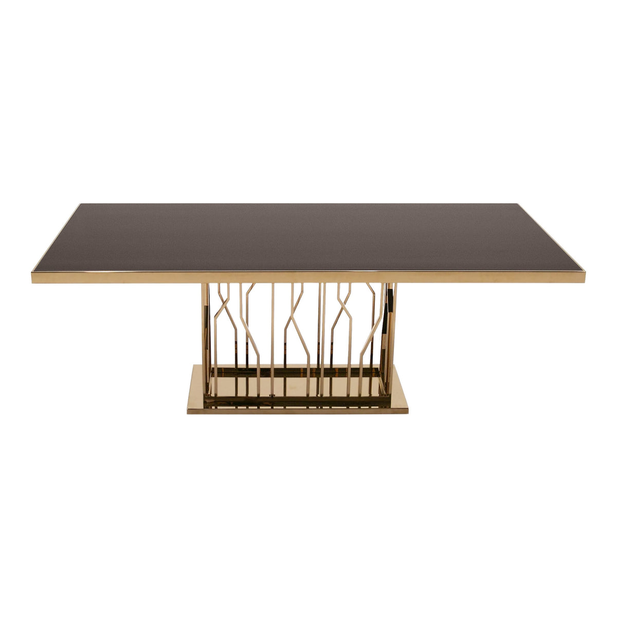 Marston Black Glass and Rose Gold Dining Table