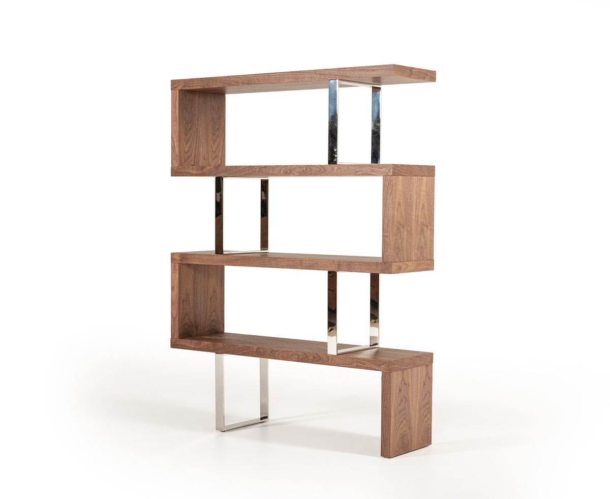 Modrest Maze - Chic Modern Walnut Bookcase | Elegant Home Decor & Organization