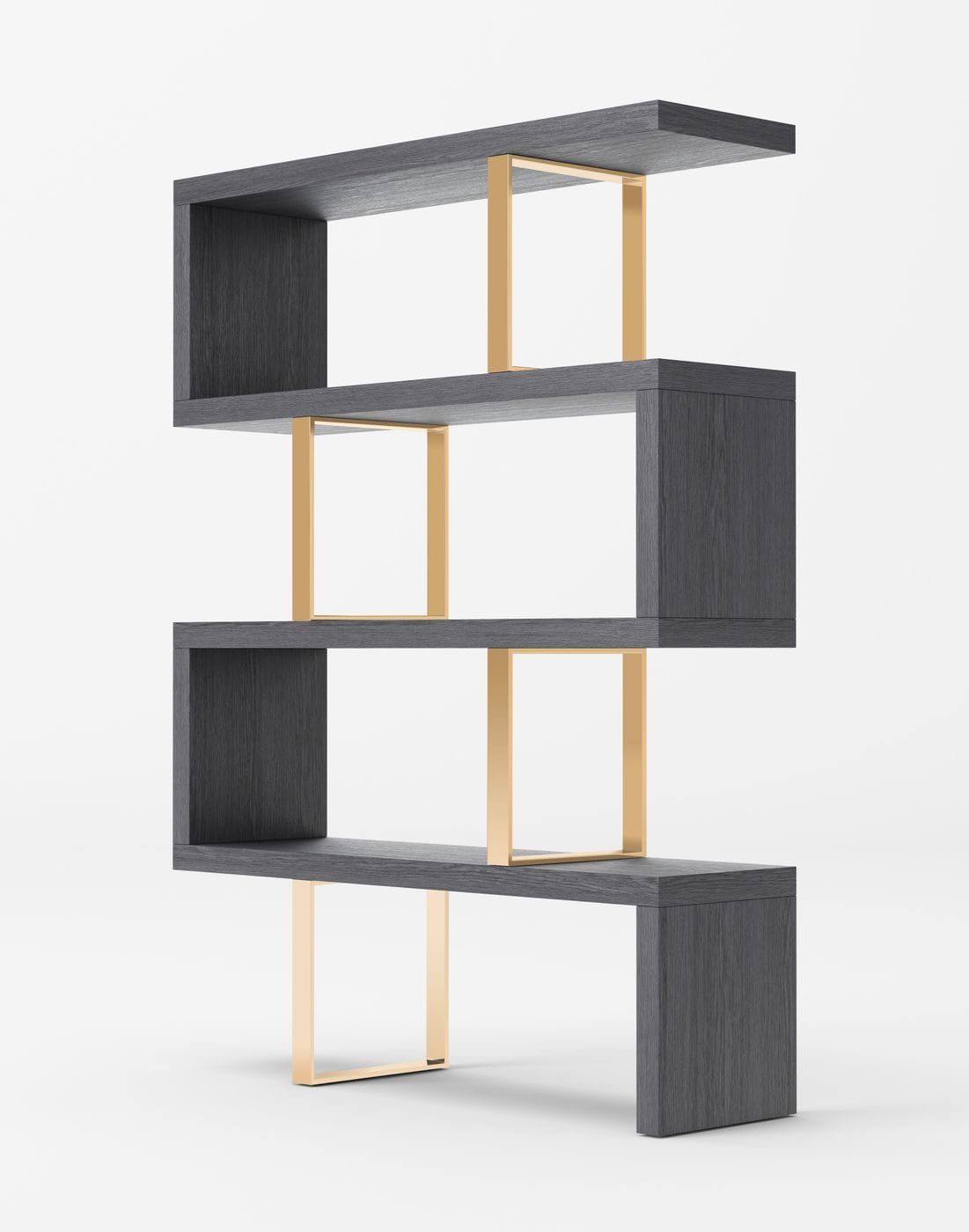 Maze Elm Grey and Gold Bookcase
