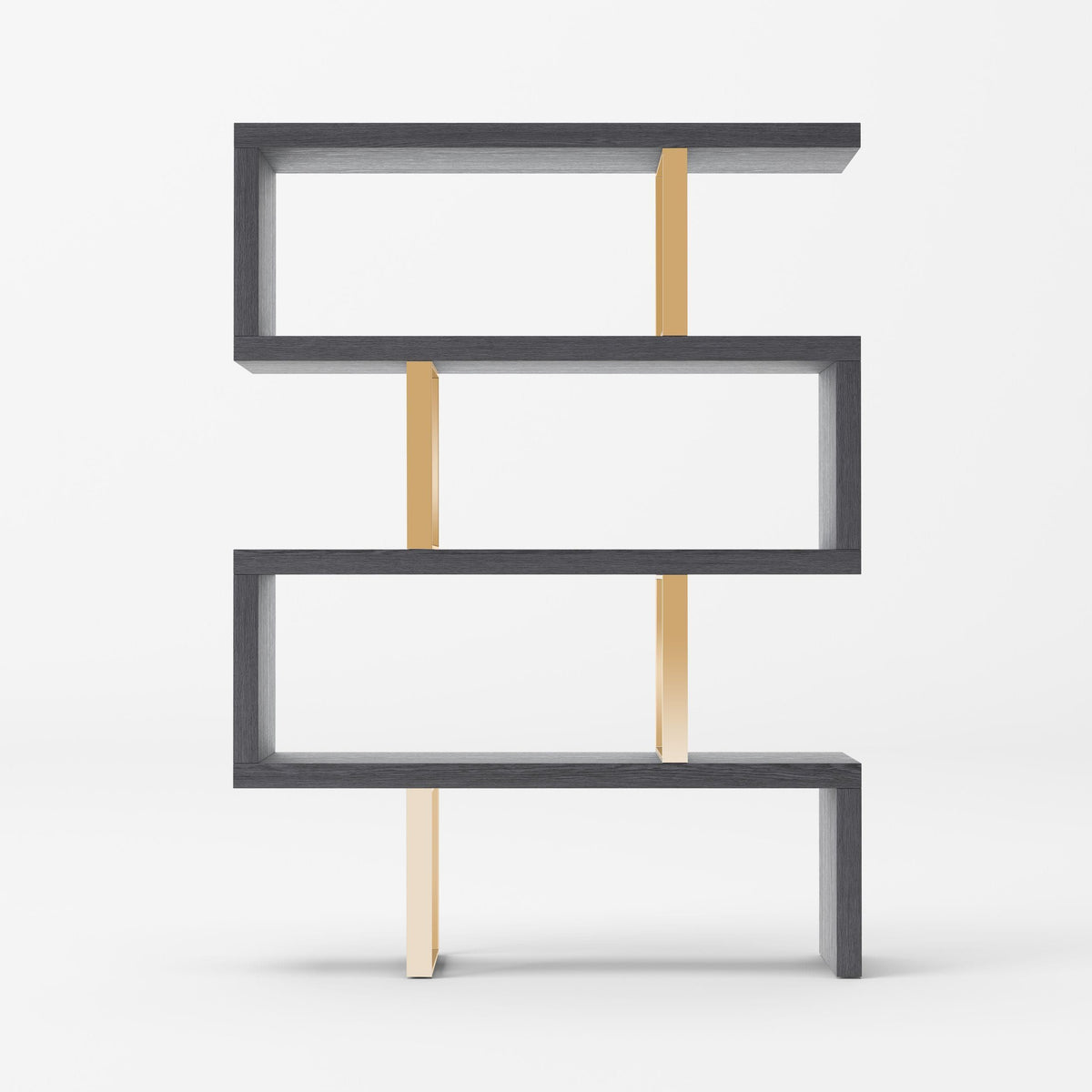 Maze Elm Grey and Gold Bookcase