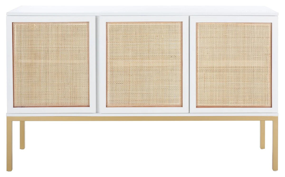 Zadie 2 Shelf Rattan Sideboard - Boho-Chic Storage Cabinet with Natural Woven Accents