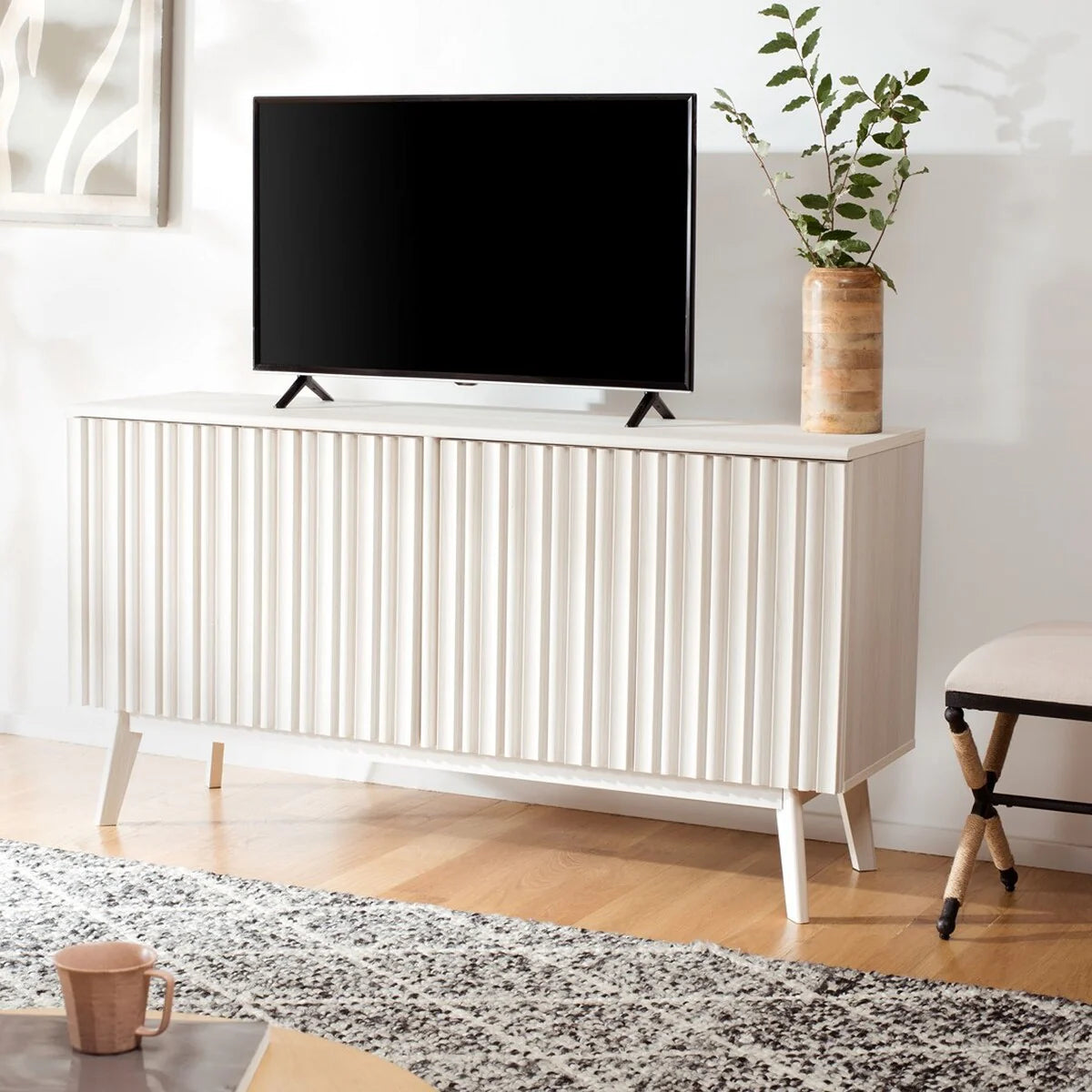 Helena 4 Door 4 Shelf Media Stand - Modern TV Console with Ample Storage