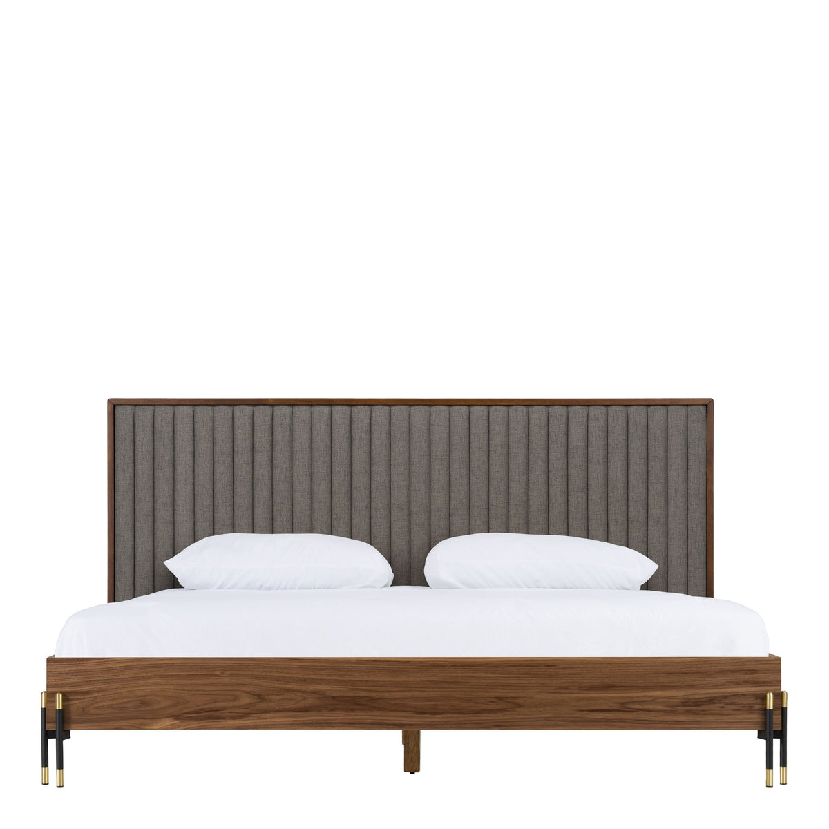 Metcalf Mid-Century Walnut and Grey Platform Bed