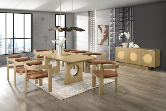Modrest Oshana Modern White Oak Dining Set for Elegant and Contemporary Dining Rooms