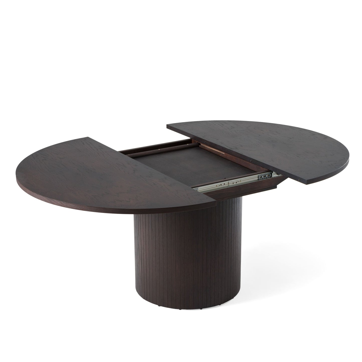 Modrest Miami Modern Brown Round Dining Table with Extension Sleek Contemporary Design with Versatile Functionality for Stylish Dining Spaces