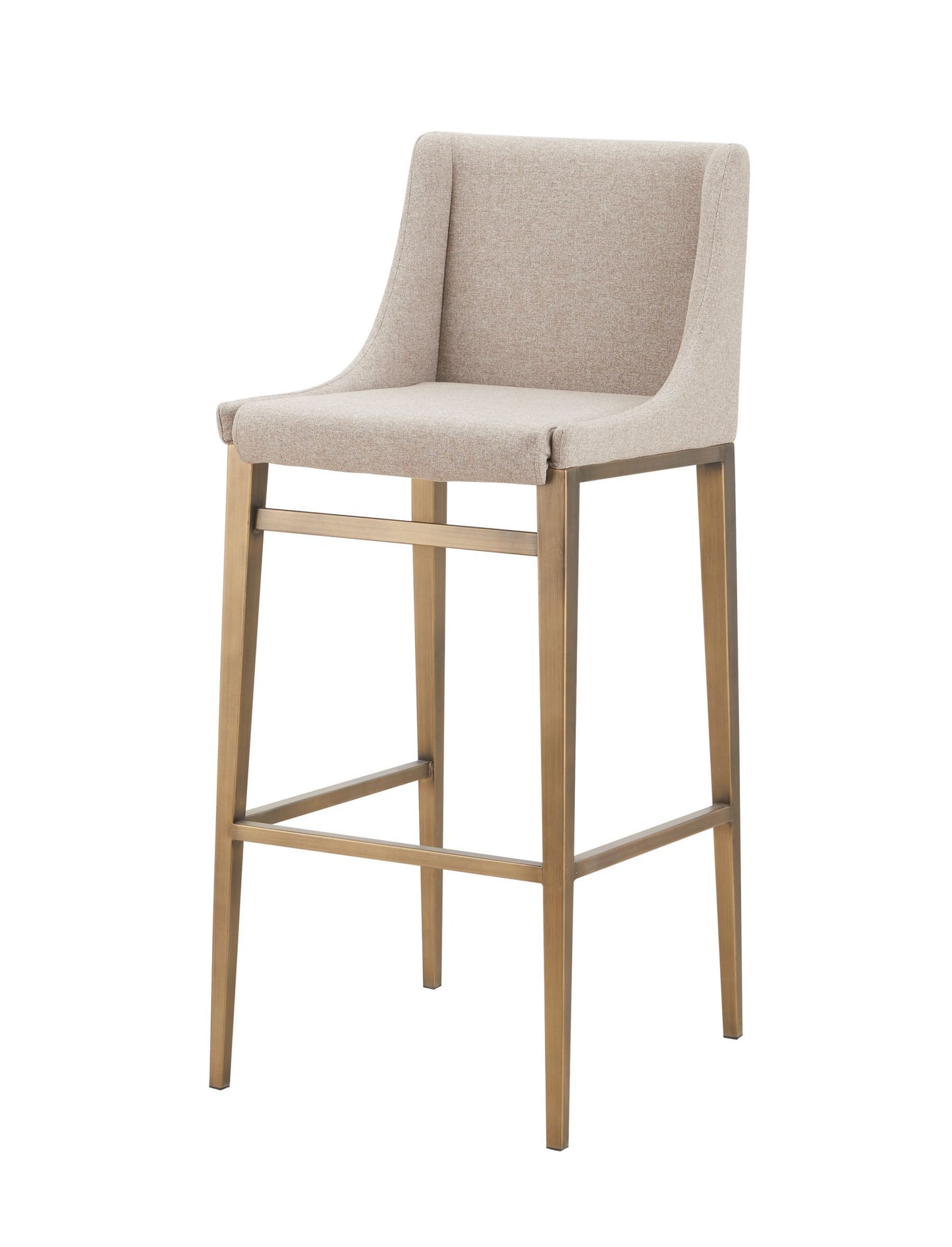 Mimi Bar Stools β Set of 2 Contemporary Beige Upholstery with Brass Details