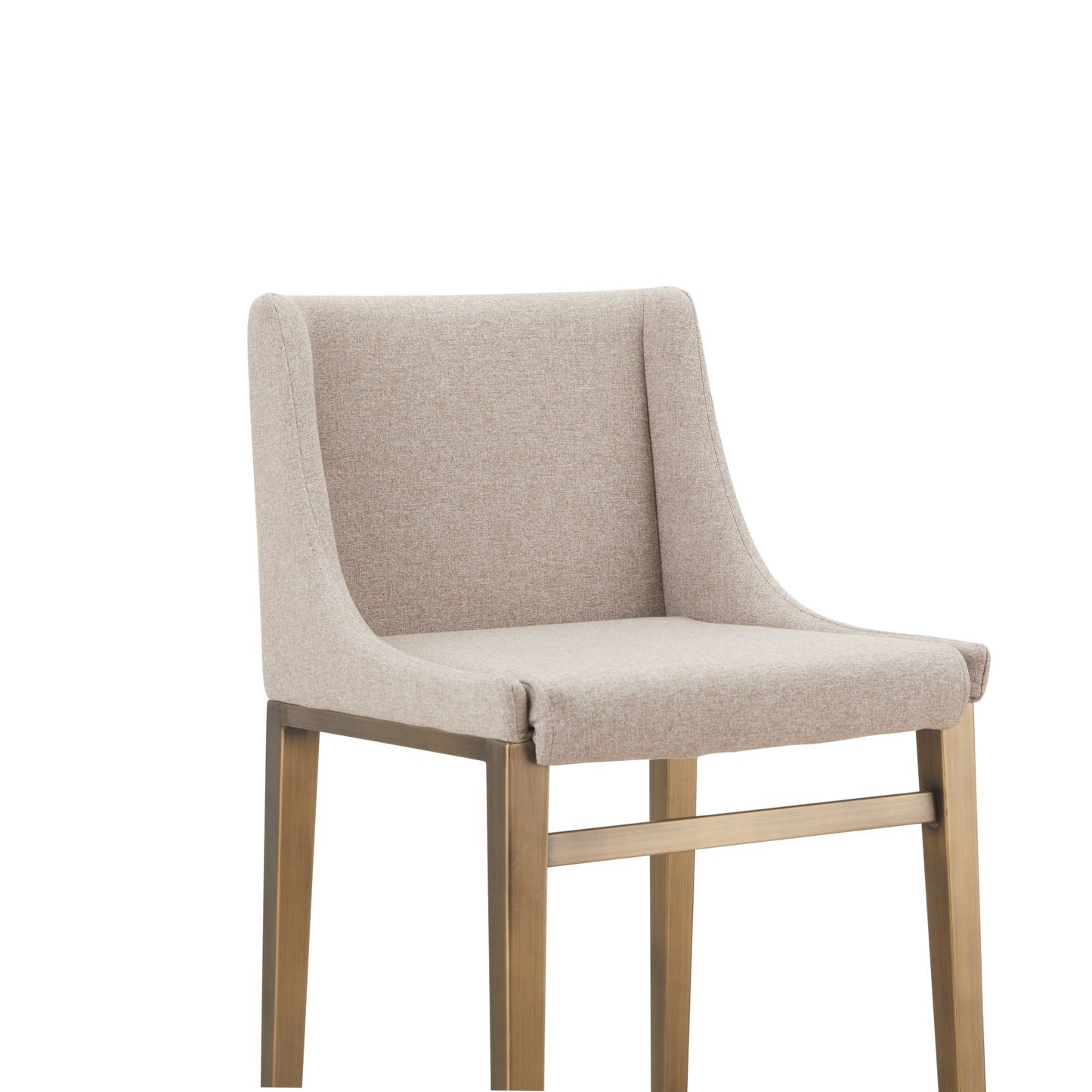 Mimi Bar Stools β Set of 2 Contemporary Beige Upholstery with Brass Details
