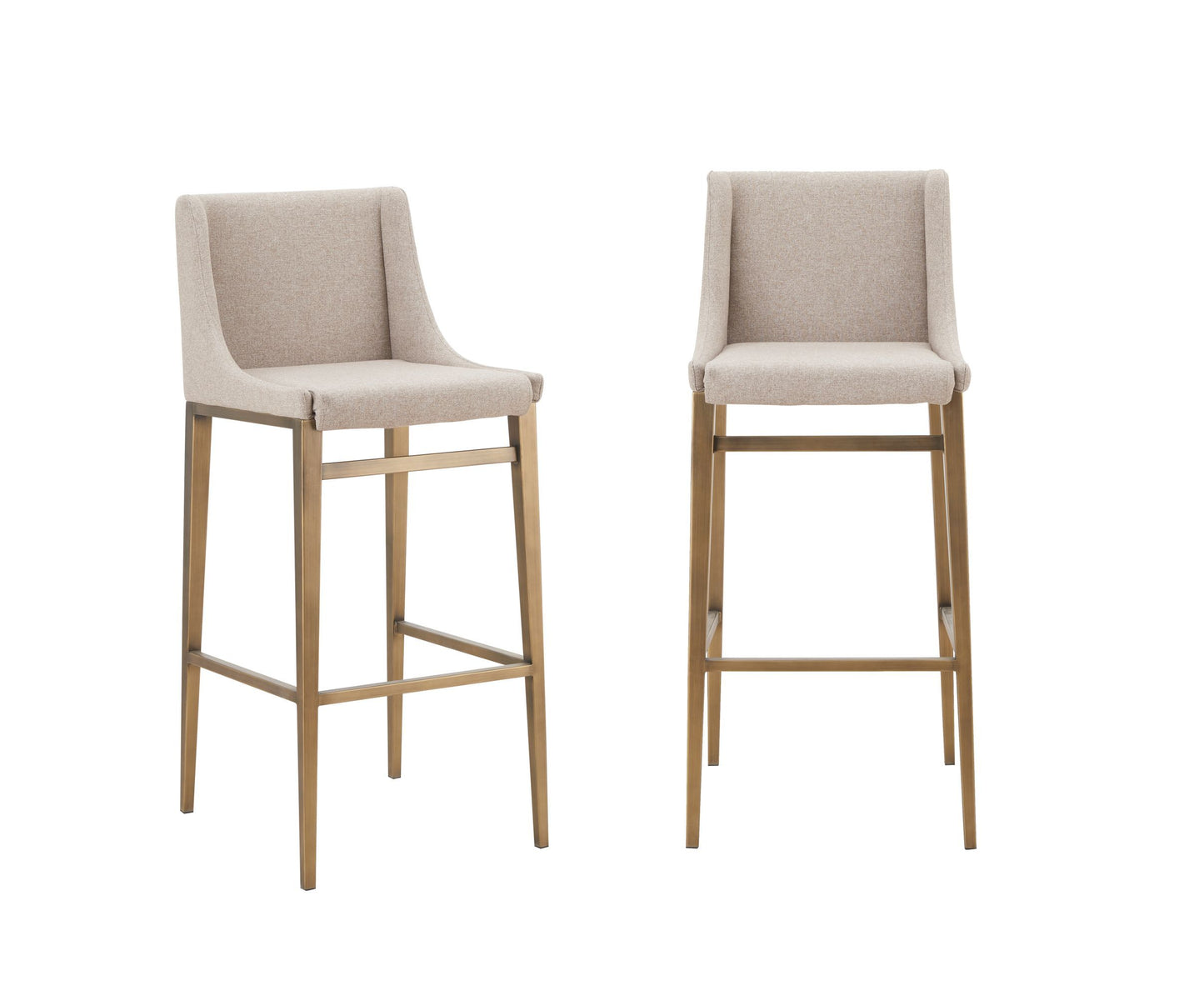 Mimi Bar Stools β Set of 2 Contemporary Beige Upholstery with Brass Details